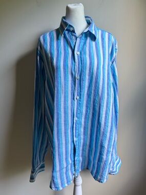 Sesto Senso Anacapri Italian Linen Blouse Size XL Oversized Button Shirt